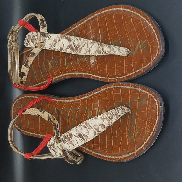 Sam Edelman Women's Gigi Thong Flat Sandals T-Strap Leather  Brown  Size 8 Med. - Picture 2 of 6